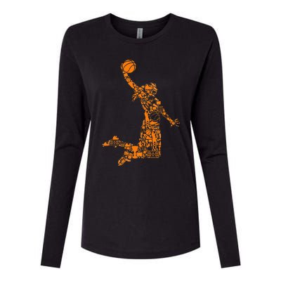 Basketball Silhouette Bball Player Coach Sports Baller Womens Cotton Relaxed Long Sleeve T-Shirt