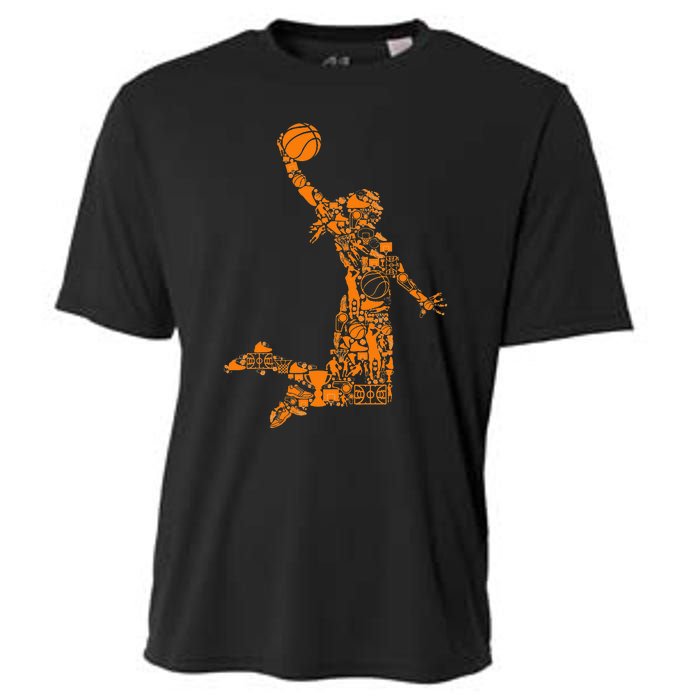 Basketball Silhouette Bball Player Coach Sports Baller Cooling Performance Crew T-Shirt