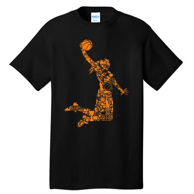 Basketball Silhouette Bball Player Coach Sports Baller Tall T-Shirt