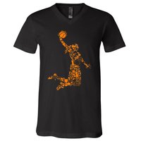 Basketball Silhouette Bball Player Coach Sports Baller V-Neck T-Shirt