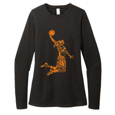 Basketball Silhouette Bball Player Coach Sports Baller Womens CVC Long Sleeve Shirt