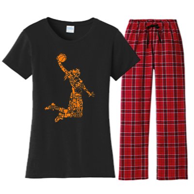 Basketball Silhouette Bball Player Coach Sports Baller Women's Flannel Pajama Set