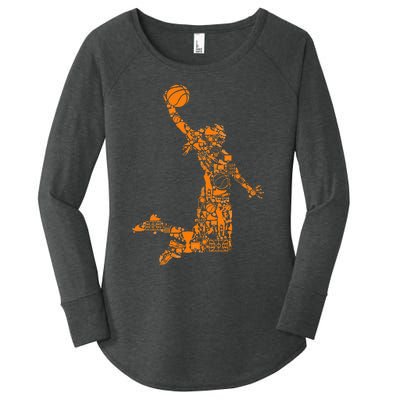 Basketball Silhouette Bball Player Coach Sports Baller Women's Perfect Tri Tunic Long Sleeve Shirt