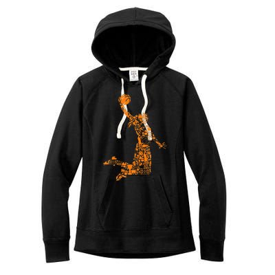 Basketball Silhouette Bball Player Coach Sports Baller Women's Fleece Hoodie