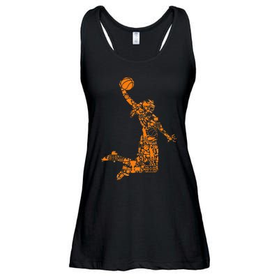 Basketball Silhouette Bball Player Coach Sports Baller Ladies Essential Flowy Tank