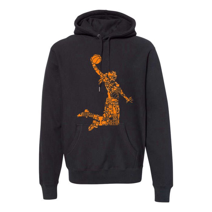 Basketball Silhouette Bball Player Coach Sports Baller Premium Hoodie