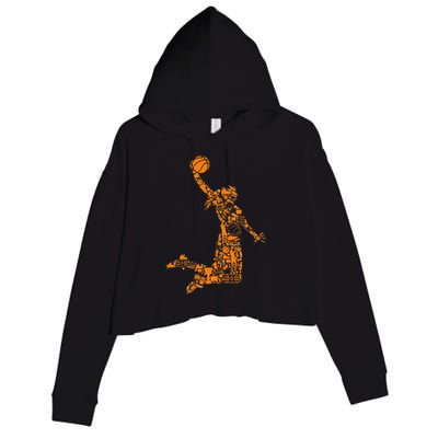 Basketball Silhouette Bball Player Coach Sports Baller Crop Fleece Hoodie