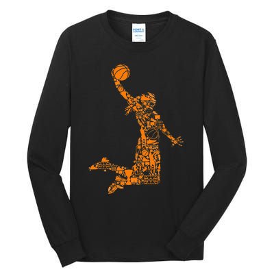 Basketball Silhouette Bball Player Coach Sports Baller Tall Long Sleeve T-Shirt