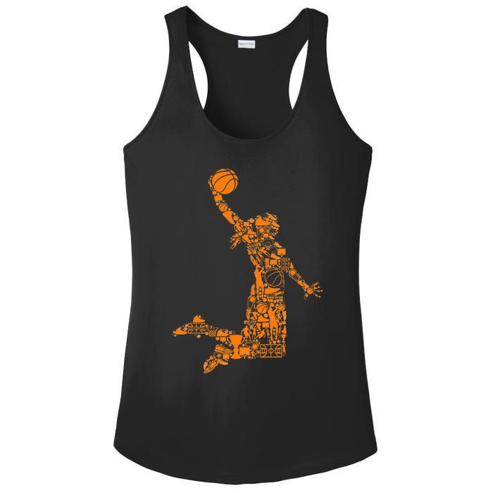 Basketball Silhouette Bball Player Coach Sports Baller Ladies PosiCharge Competitor Racerback Tank