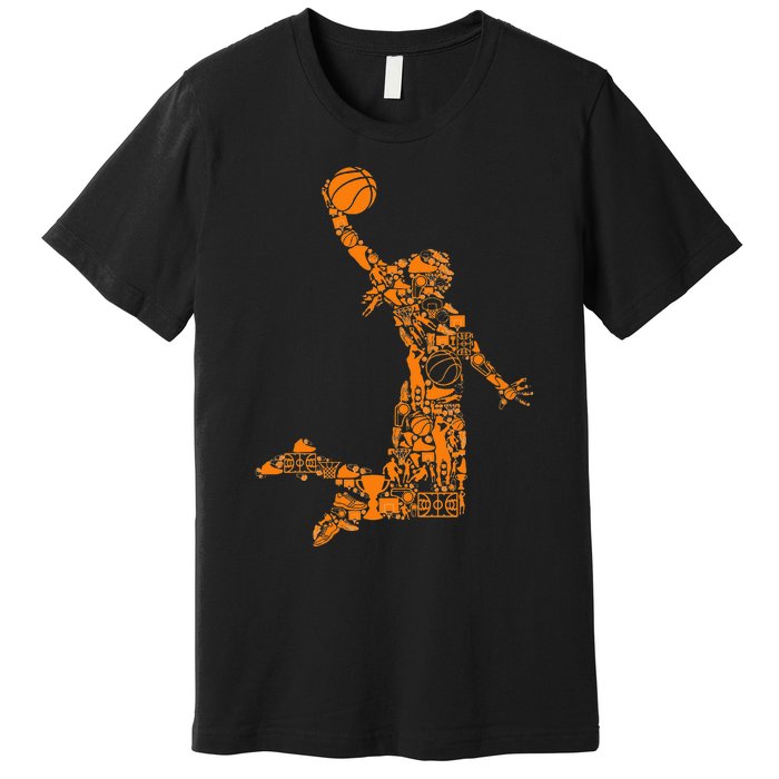 Basketball Silhouette Bball Player Coach Sports Baller Premium T-Shirt