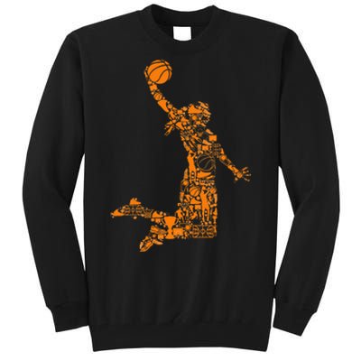 Basketball Silhouette Bball Player Coach Sports Baller Tall Sweatshirt