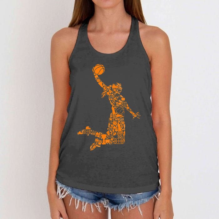 Basketball Silhouette Bball Player Coach Sports Baller Women's Knotted Racerback Tank