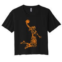 Basketball Silhouette Bball Player Coach Sports Baller Women's Crop Top Tee