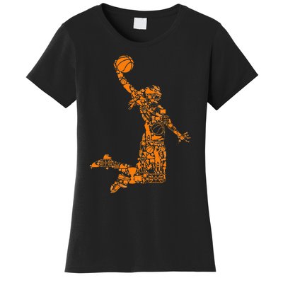 Basketball Silhouette Bball Player Coach Sports Baller Women's T-Shirt