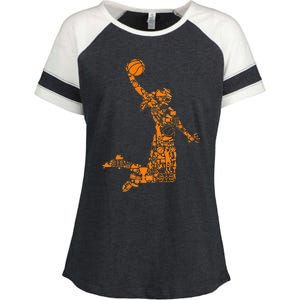 Basketball Silhouette Bball Player Coach Sports Baller Enza Ladies Jersey Colorblock Tee