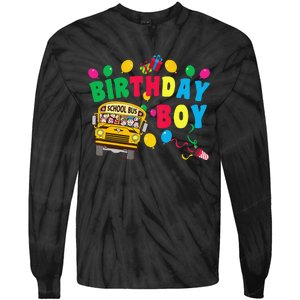 Birthday School Bus Birthday Gift Tie-Dye Long Sleeve Shirt