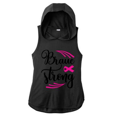 Braue Strong Breast Cancer Ladies PosiCharge Tri-Blend Wicking Draft Hoodie Tank