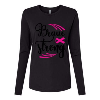 Braue Strong Breast Cancer Womens Cotton Relaxed Long Sleeve T-Shirt