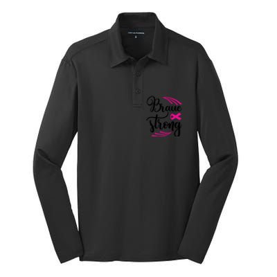 Braue Strong Breast Cancer Silk Touch Performance Long Sleeve Polo