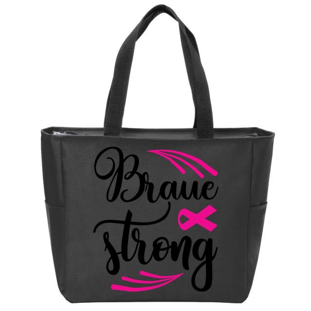 Braue Strong Breast Cancer Zip Tote Bag