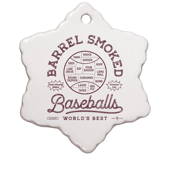 Barrel Smoked Baseballs Ceramic Star Ornament