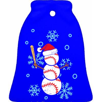 Baseball Snow Bat Pitcher Catcher Snow Holidays Gift Ceramic Bell Ornament