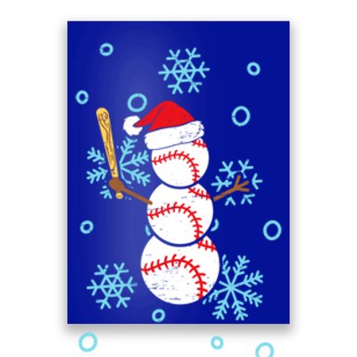 Baseball Snow Bat Pitcher Catcher Snow Holidays Gift Poster