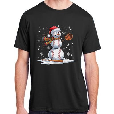 Baseball Snowman Baseball Player Santa Hat Christmas Funny Adult ChromaSoft Performance T-Shirt