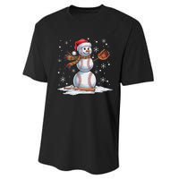 Baseball Snowman Baseball Player Santa Hat Christmas Funny Performance Sprint T-Shirt