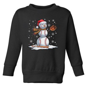 Baseball Snowman Baseball Player Santa Hat Christmas Funny Toddler Sweatshirt