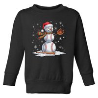 Baseball Snowman Baseball Player Santa Hat Christmas Funny Toddler Sweatshirt