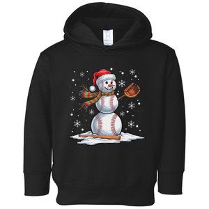 Baseball Snowman Baseball Player Santa Hat Christmas Funny Toddler Hoodie