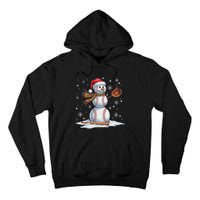 Baseball Snowman Baseball Player Santa Hat Christmas Funny Tall Hoodie