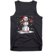 Baseball Snowman Baseball Player Santa Hat Christmas Funny Tank Top