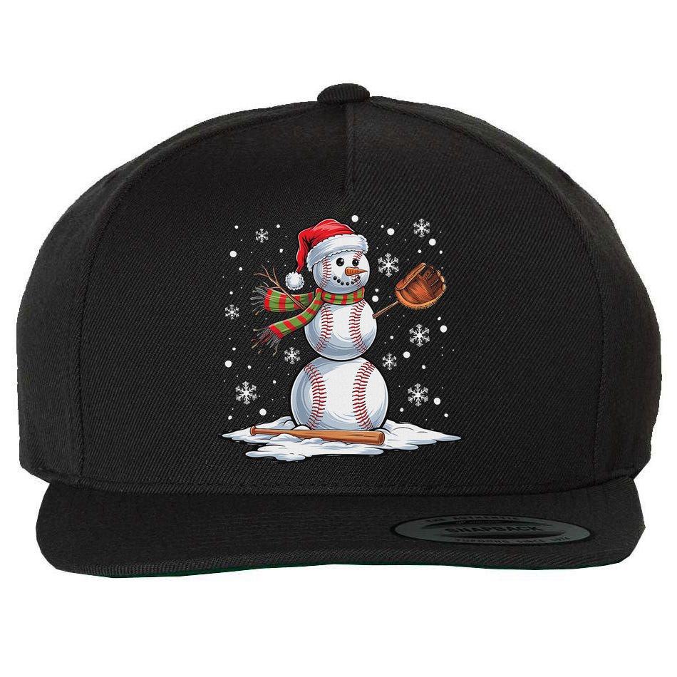 Baseball Snowman Baseball Player Santa Hat Christmas Funny Wool Snapback Cap