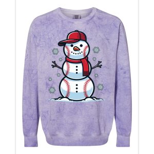 Baseball Snowman Colorblast Crewneck Sweatshirt