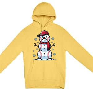 Baseball Snowman Premium Pullover Hoodie