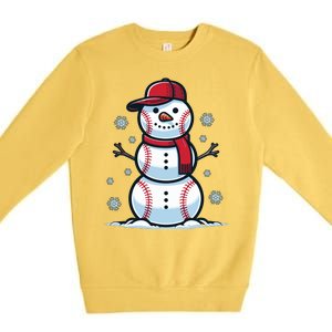 Baseball Snowman Premium Crewneck Sweatshirt