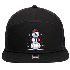 Baseball Snowman 7 Panel Mesh Trucker Snapback Hat