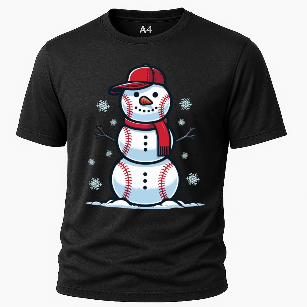 Baseball Snowman Cooling Performance Crew T-Shirt