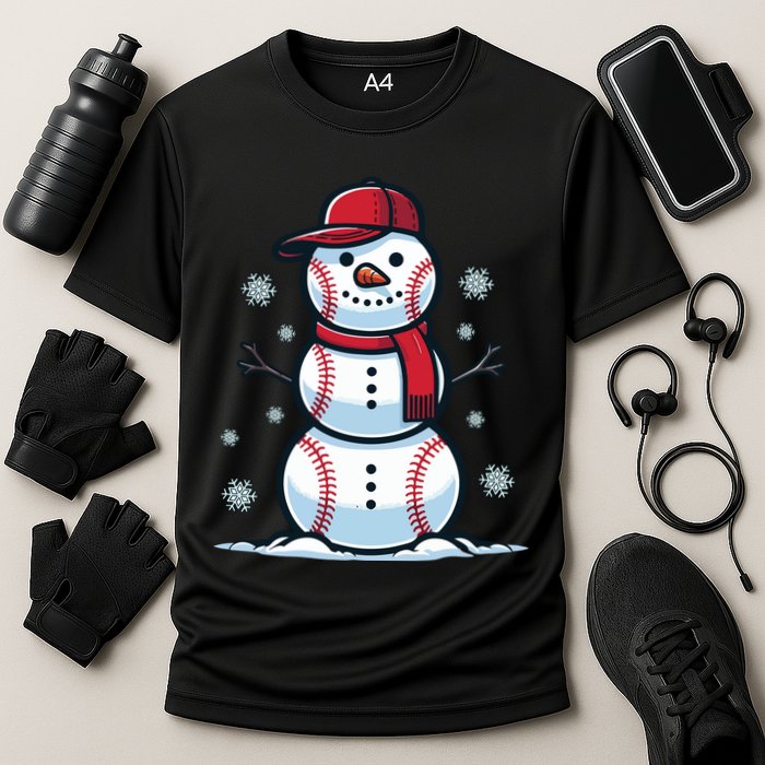 Baseball Snowman Cooling Performance Crew T-Shirt