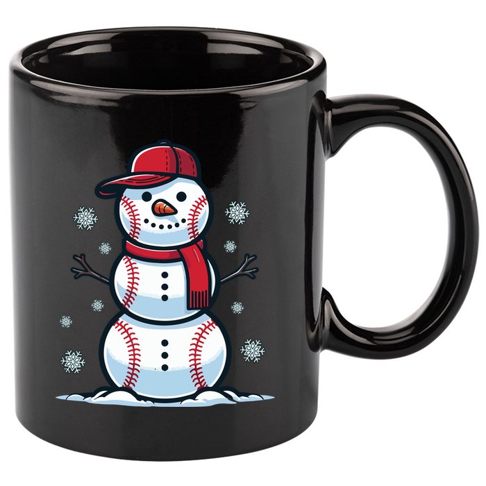 Baseball Snowman 11oz C Handle Ceramic Mug