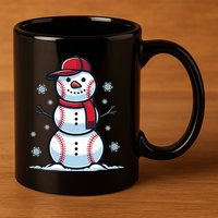 Baseball Snowman 11oz C Handle Ceramic Mug