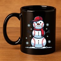 Baseball Snowman 11oz C Handle Ceramic Mug