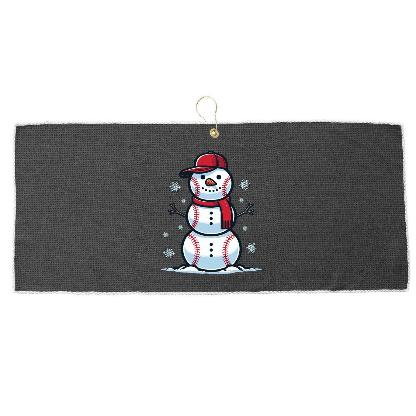Baseball Snowman Large Microfiber Waffle Golf Towel