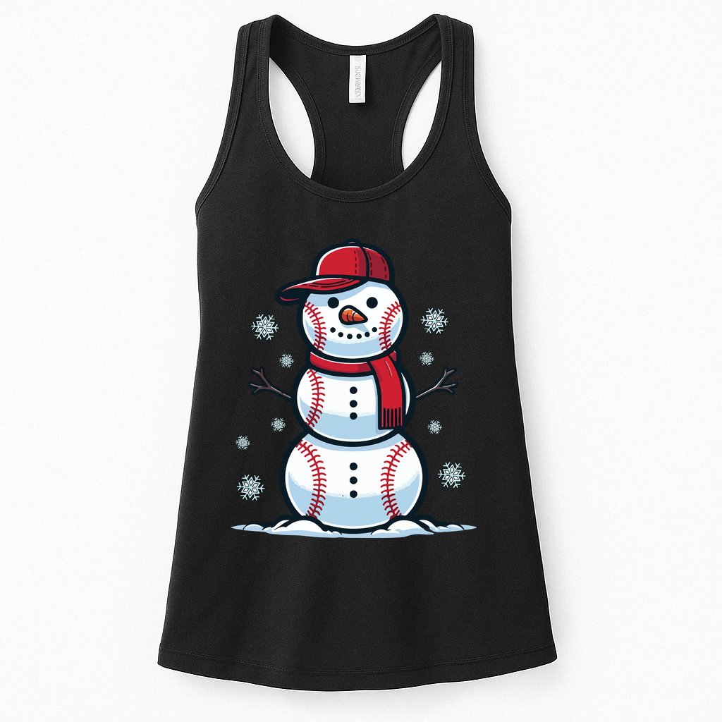 Baseball Snowman Womens Tank Top
