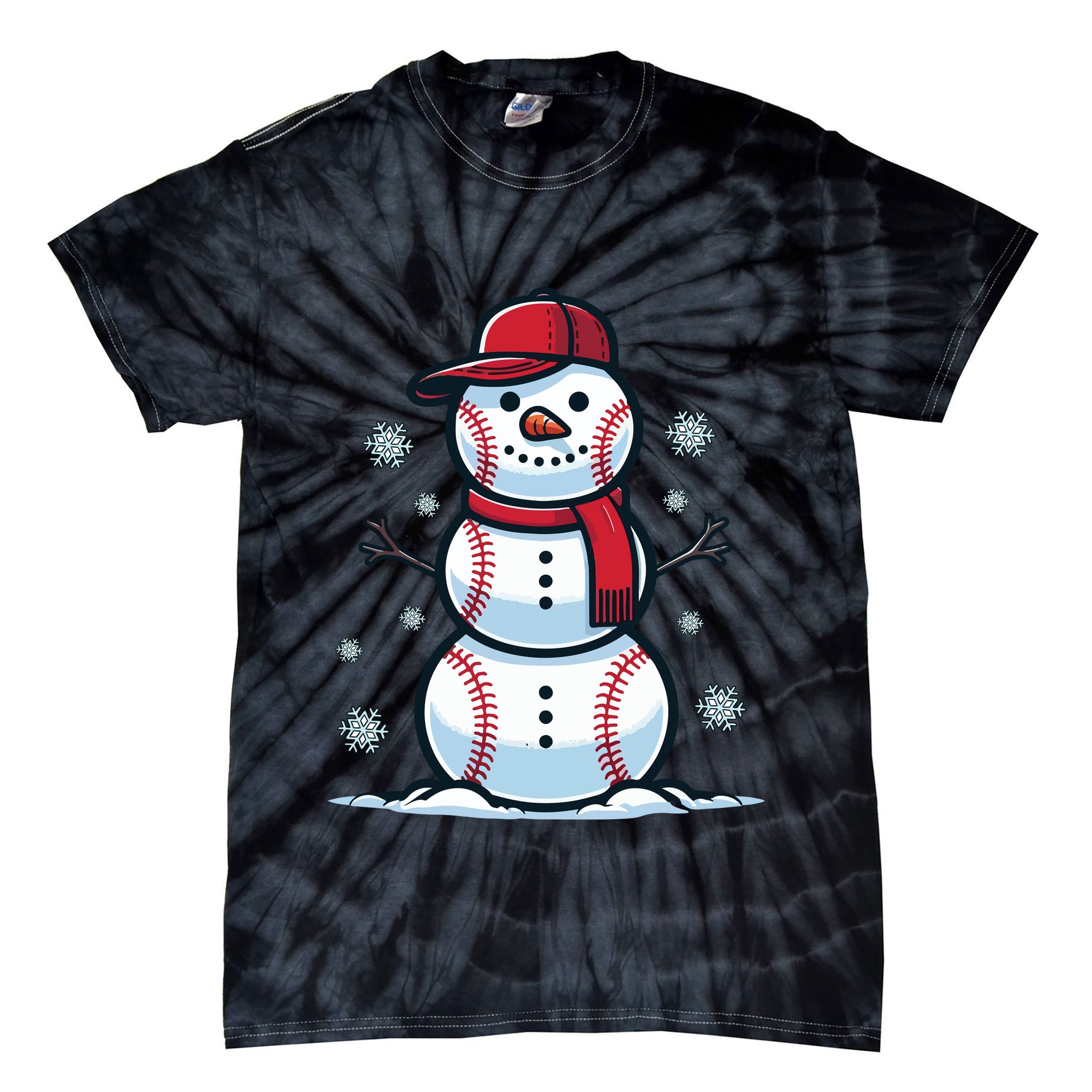 Baseball Snowman Tie-Dye T-Shirt
