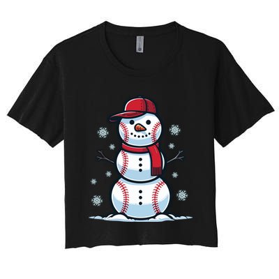 Baseball Snowman Crop Top