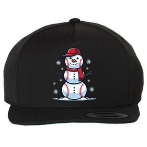 Baseball Snowman Wool Snapback Cap