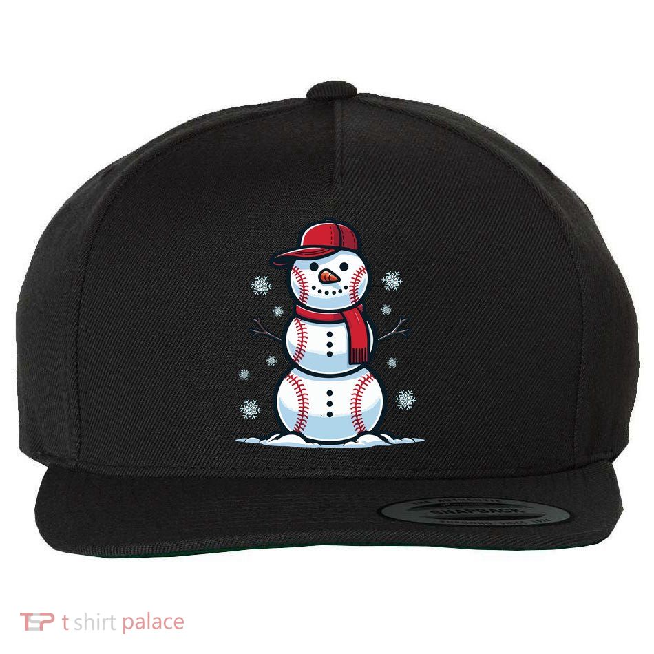 Baseball Snowman Wool Snapback Cap